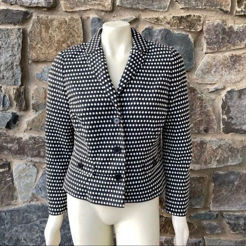 Boden black and white polka dot blazer size 10